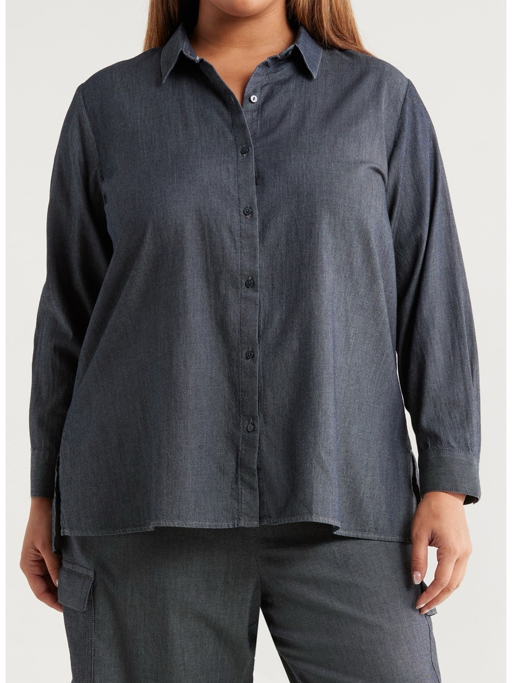 Eileen Fisher Charcoal Button-Front Shirt